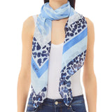 Foulard con stampa animalier celeste