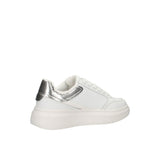 Sneaker con dettaglio laminato argento bianco