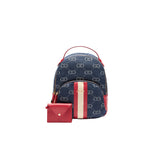 Zaino con logo all-over 
denim/rosso