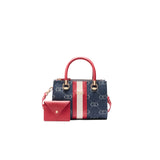 Borsa a mano jacquard rosso/denim