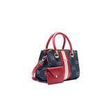 Borsa a mano jacquard rosso/denim