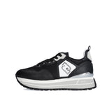 Sneakers platform in pelle e mesh nero
