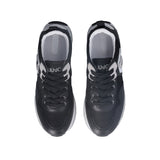 Sneakers platform in pelle e mesh nero