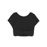 T-shirt corta con dettaglio incrociato sul retro nero