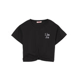 T-shirt crop con dettaglio anello nero