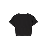T-shirt crop con dettaglio anello nero
