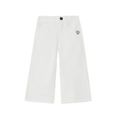 Pantalone 5 tasche cropped in denim color bianco