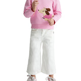 Pantalone 5 tasche cropped in denim color bianco