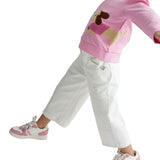 Pantalone 5 tasche cropped in denim color bianco