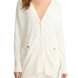 Cardigan con chiusura a zip a doppio cursore bianco