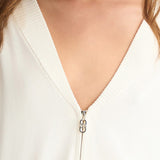 Cardigan con chiusura a zip a doppio cursore bianco