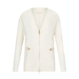 Cardigan con chiusura a zip a doppio cursore bianco