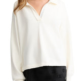 Felpa girocollo con strass bianco