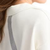 Felpa girocollo con strass bianco