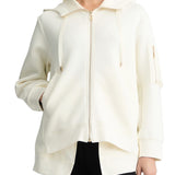 Giubbino con zip e cappuccio bianco