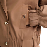Giubbino doppio petto con elastico in vita beige