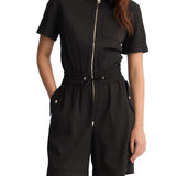 Abito a tuta con collo a camicia e zip nero