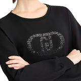Felpa girocollo con logo in strass nero