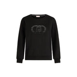 Felpa girocollo con logo in strass nero