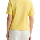 T-shirt con scollo a V e logo strass giallo