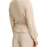 Felpa con zip e strass beige