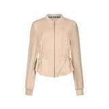 Felpa con zip e strass beige