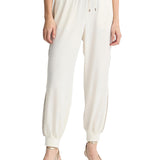 Pantalone jogging con paillettes laterali bianco