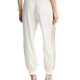Pantalone jogging con paillettes laterali bianco