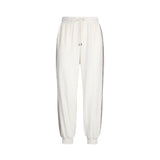 Pantalone jogging con paillettes laterali bianco