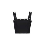 Top cropped con cut-out e anello gioiello nero