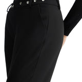Pantaloni chino con strass nero