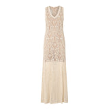 Abito lungo in maglia crochet nude