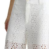 Pantaloni cropped in sangallo bianco