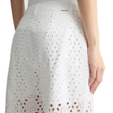 Pantaloni cropped in sangallo bianco