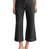 Pantaloni cropped in sangallo nero