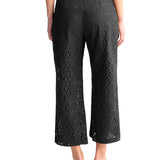 Pantaloni cropped in sangallo nero