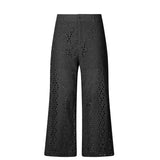 Pantaloni cropped in sangallo nero