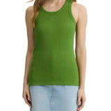 Canotta Logo Rib in cotone verde