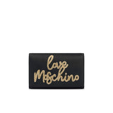 Pochette in satin con logo frontale nero