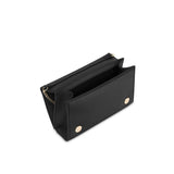 Pochette in satin con logo frontale nero