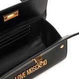 Borsa a mano stile bauletto con logo frontale nero