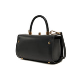 Borsa a mano stile bauletto con logo frontale nero