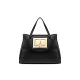 Borsa shopper con placca frontale nero