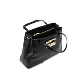 Borsa shopper con placca frontale nero