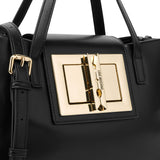 Borsa shopper con placca frontale nero