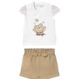 Completo due pezzi (t-shirt+short) misto cotone biscotto