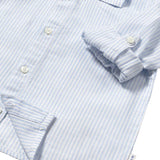 Camicia a manica lunga misto lino bianco/celeste