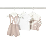 Completo tre pezzi (cardigan+ t-shirt+short) avena
