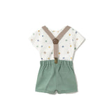 Completo tre pezzi (camicia+short+bretelle) verde