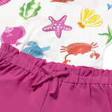 Completo tre pezzi (2 t-shirt+short) fucsia